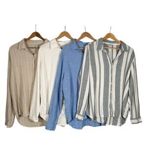 Orvis Women’s Linen Blend Button Down Shirts | Lot of 4 | XL | Coastal Classic